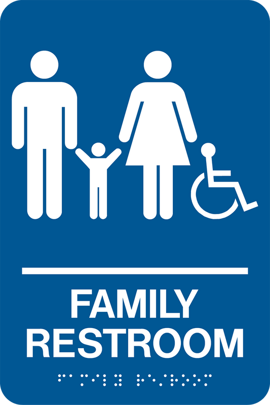 Family Restroom Accessible Rectangle Braille Sign