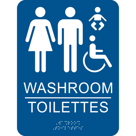 Family Accessible Washroom Bilingual Braille Sign