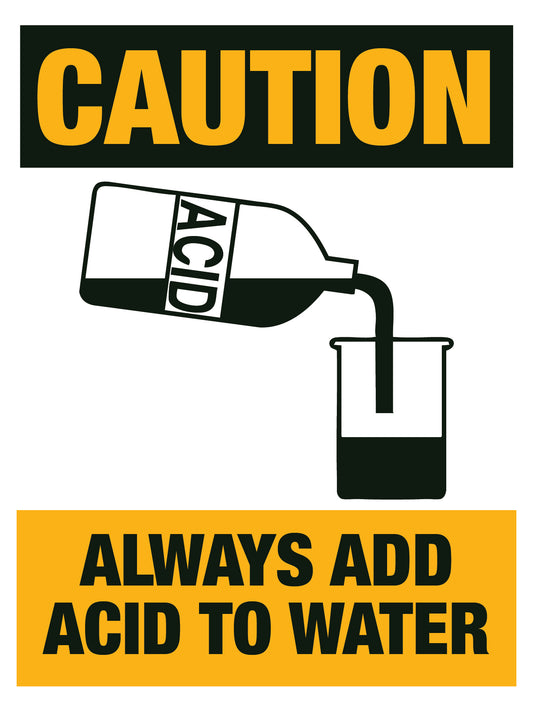 Always add Acid to Water ANSI Layout Caution Sign