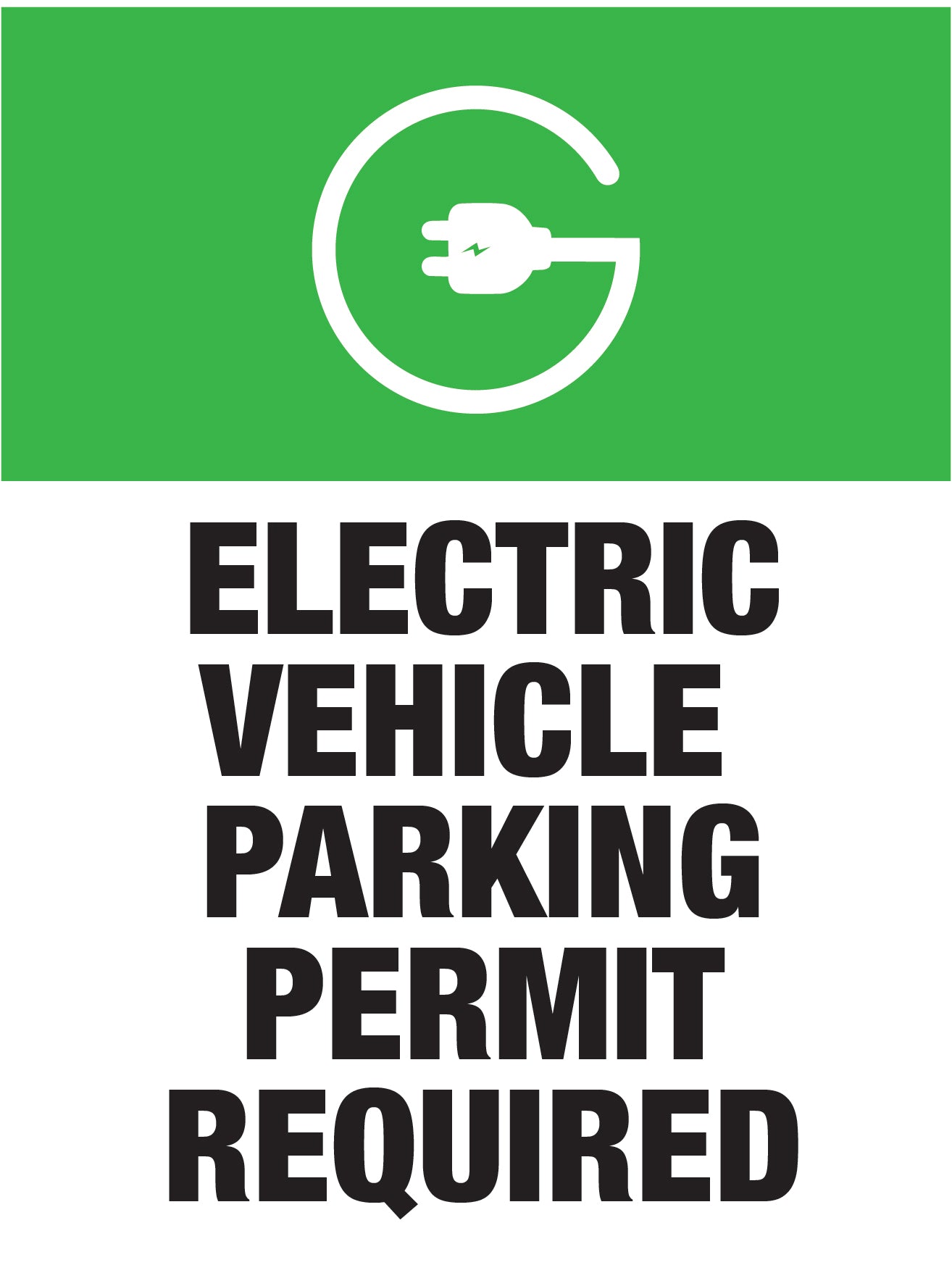 Electric Vehicle Permit Required Parking Sign