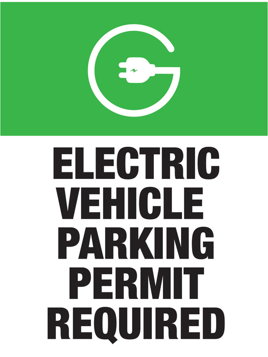 Electric Vehicle Permit Required Parking Sign