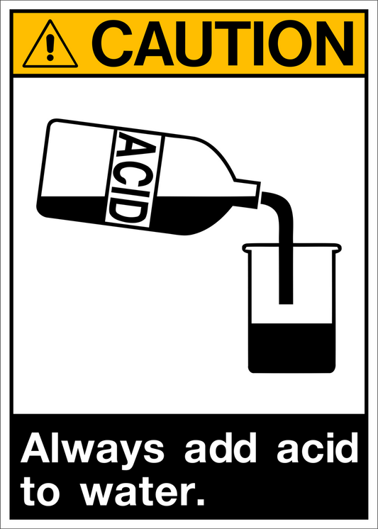 Always add Acid to Water ANSI Layout Caution Sign