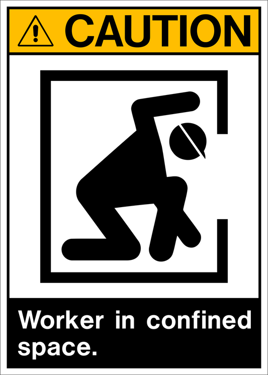 Worker in Confined Space ANSI Layout Caution Sign