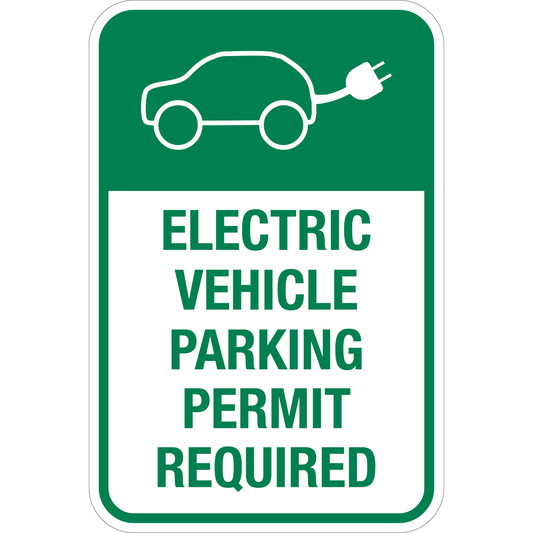 Electric Vehicle Permit Required Parking Sign