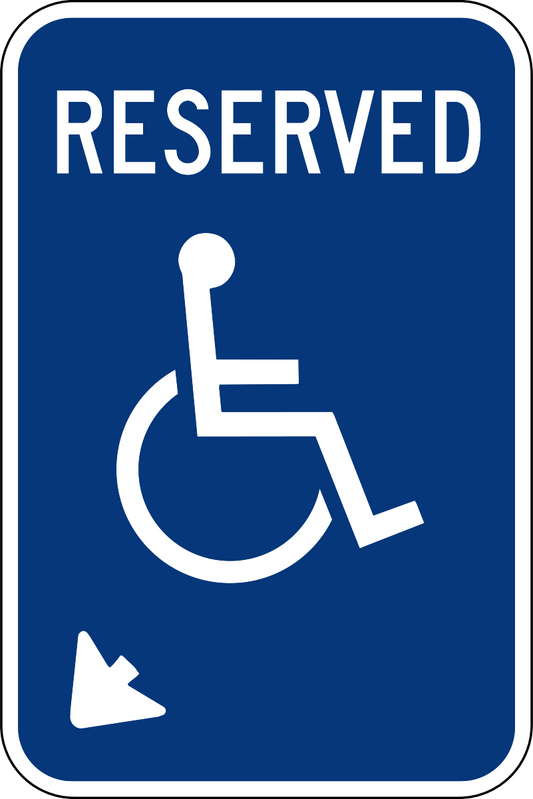Accessible Reserved left corner arrow Parking Sign