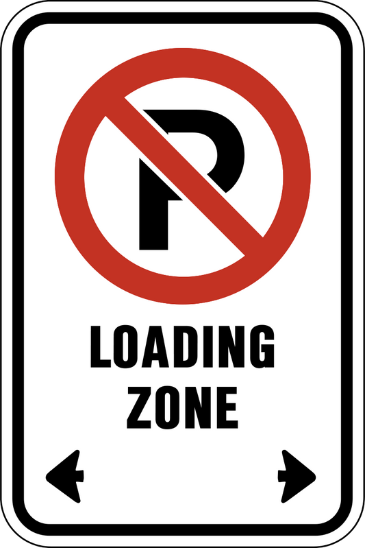 No Parking Loading Zone Corner Arrows Parking Sign